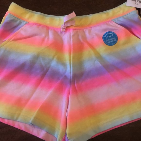 NWT 4 5 14 carters rainbow unicorn shorts sister pride school camp Ombre stripe - Picture 1 of 4